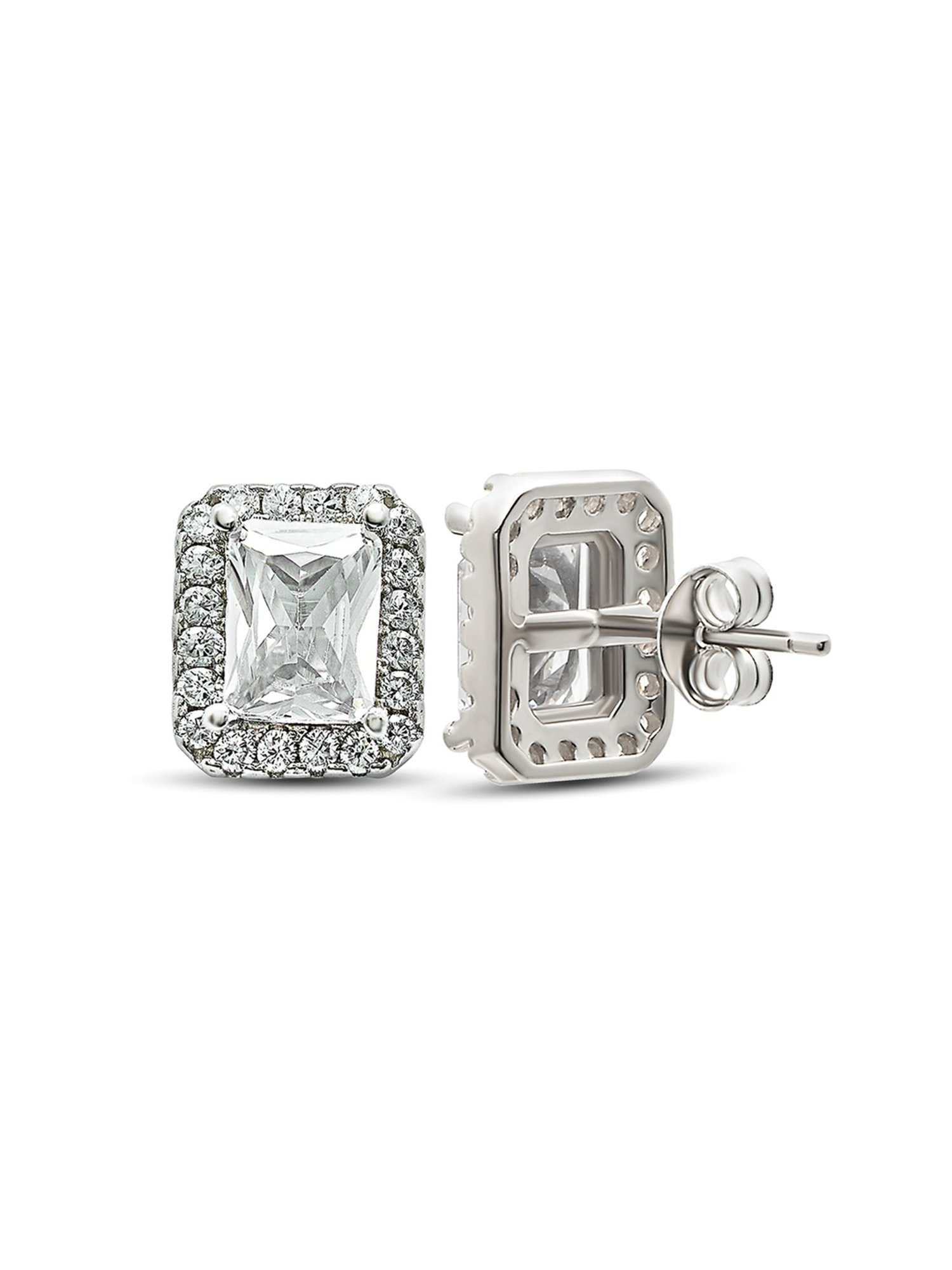 Silberry 92.5 Sterling Silver Queen Square Stud Earrings for Women