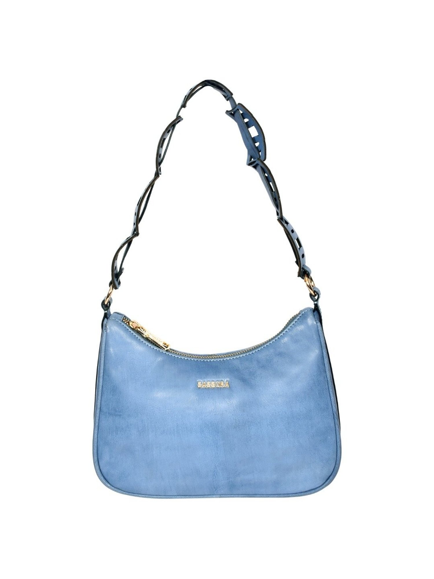 SASSORA ALOHI Blue Leather Small Handbag