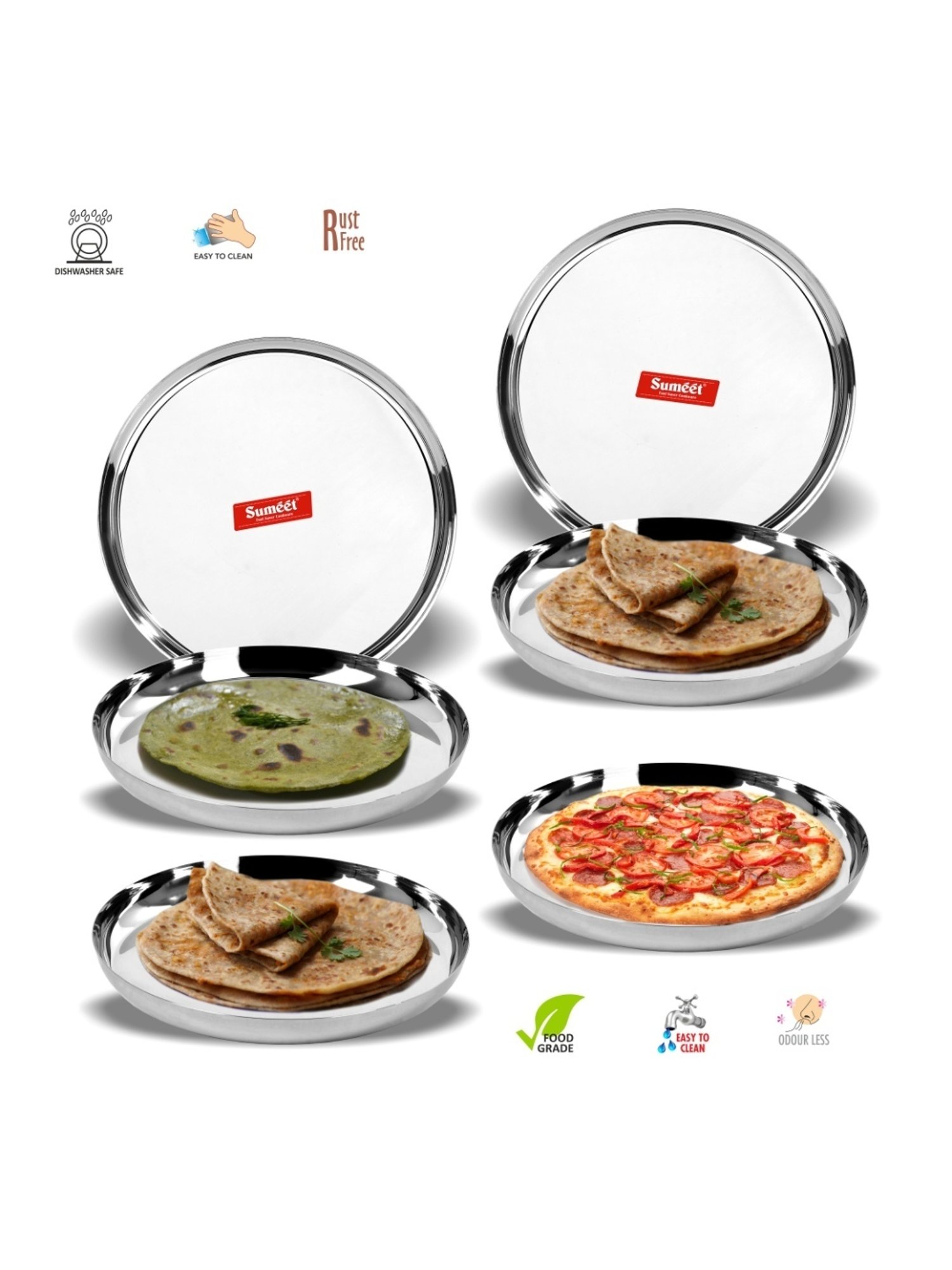 Nestasia Premium Quality Mandala Yellow Spiral Printed Square Shaped Ceramic Plate With Handle