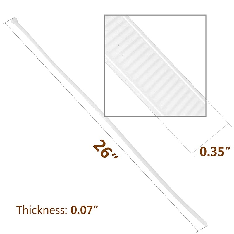 26 Inch Industrial Zip Ties by , Extra Long White Heavy Duty Nylon Cable Ties, 175 LB Tensile Strength, White (50 Packs)
