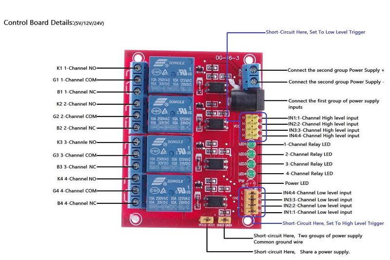KNACRO DC 5V 4-Channel Relay Module Optocoupler Isolation High-Low Level Trigger Optional for SCM Expansion Board TTL PLC Control