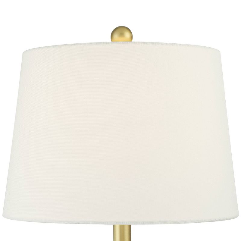 Regency Hill Traditional Glam Table Lamps Set of 2 with USB Charging Port Gold Twisting Glass White Tapered Drum Shade Living Room