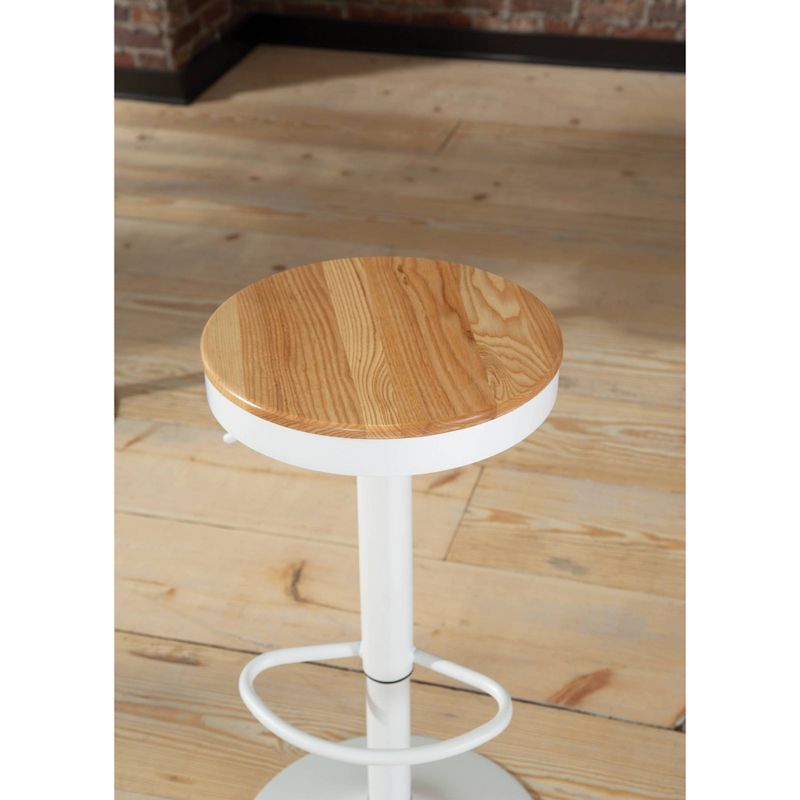 32" Industrial Modern Backless Adjustable Barstool White/Natural - OFM