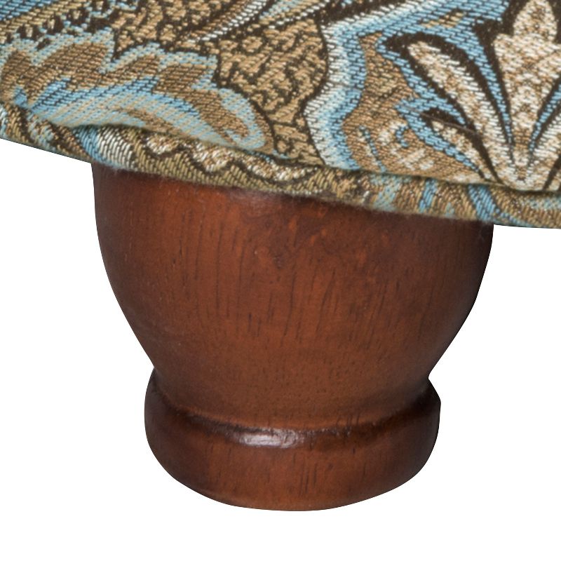 Button Tufted Round Storage Ottoman Brown Paisley - HomePop