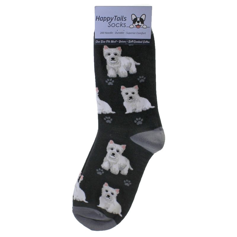 Novelty Socks 14.0" Westie Happy Tail Socks Premium Quality E & S Pet  -  Socks