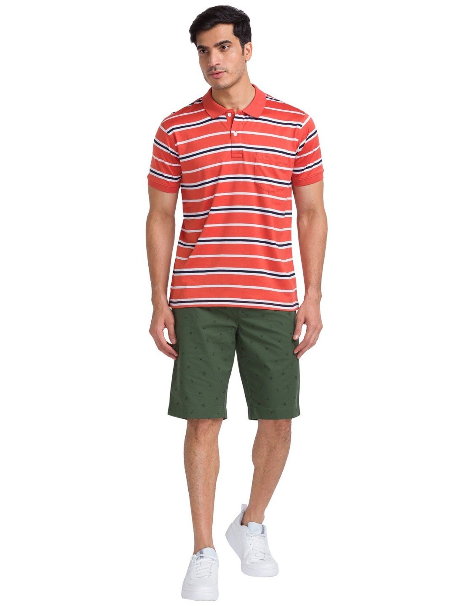 ColorPlus Green Contemporary Fit Printed Shorts