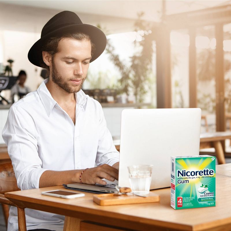 Nicorette 4mg Stop Smoking Aid Nicotine Gum - Spearmint Burst - 160ct