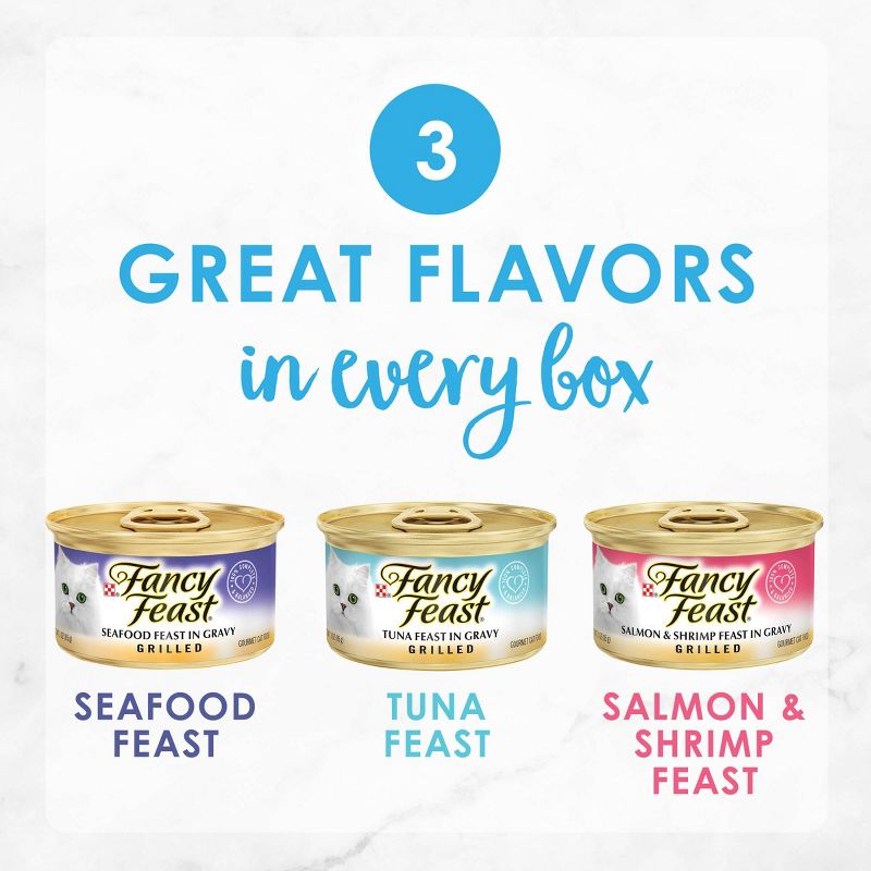 Purina Fancy Feast Seafood Collection Gourmet Wet Cat Food Grilled Collection - 3oz/30ct Variety Pack