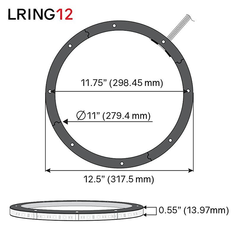 LRING12 LED RGB Speaker Ring Waterproof 12-Inch - Millions of Colors to Choose from When Install with an RGB Module or One Color When Install Without The RGB Module