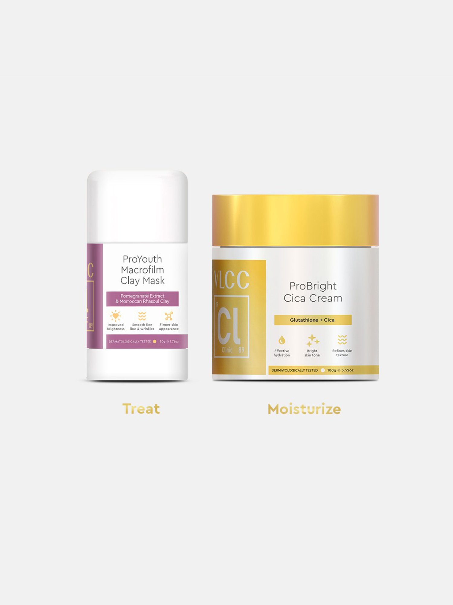 VLCC Clinic ProYouth Macrofilm Clay Mask & ProBright Cica Cream Combo