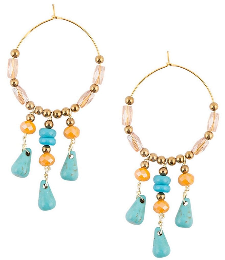 Barse Beaded Hoop Earrings