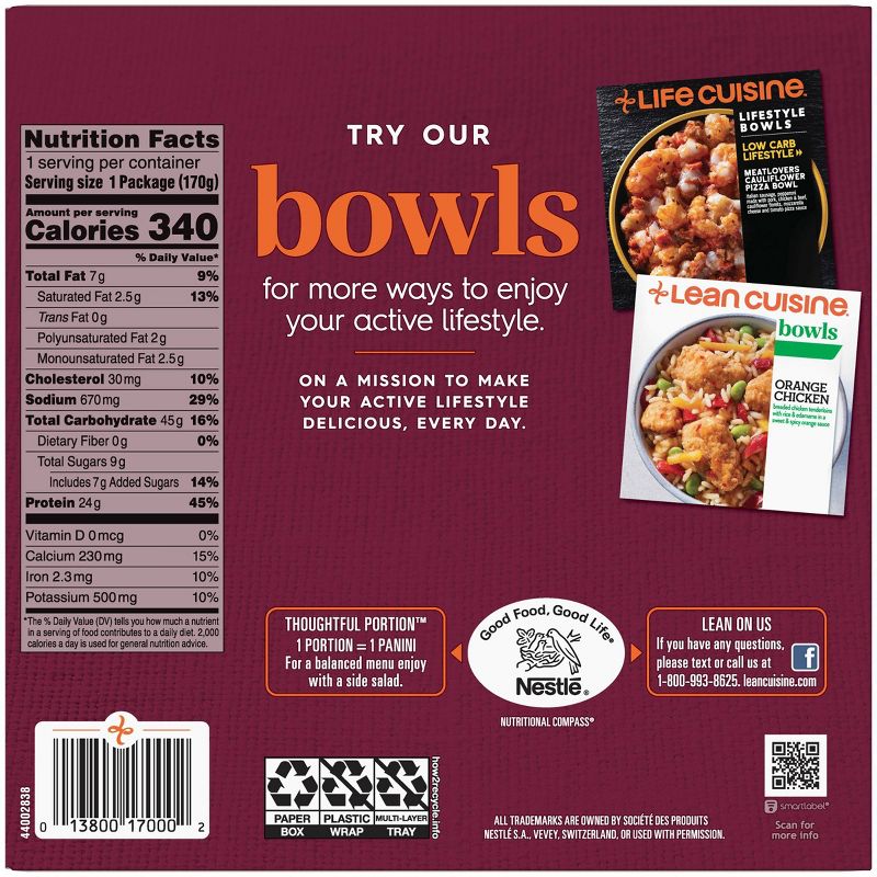 Lean Cuisine Casual Cuisine Frozen Chicken Club Panini - 6oz