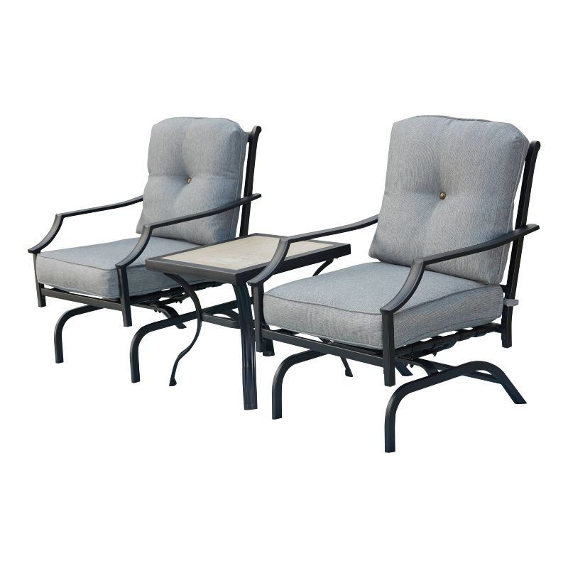 3pc Steel Patio Seating Sets Gray - Lokatse