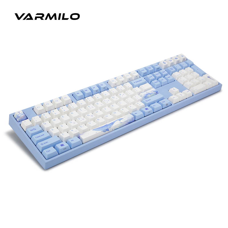 Varmilo  Ergonomic Design,Cool Exterior  68 Keys Type-C Cable Detachable Cherry  Red,  4.0Bluetooth and USB Wired Dual-mode Mechanical Keyboard,PBT Keycaps - CMYK Verison( Bluetooth Adapter Included)