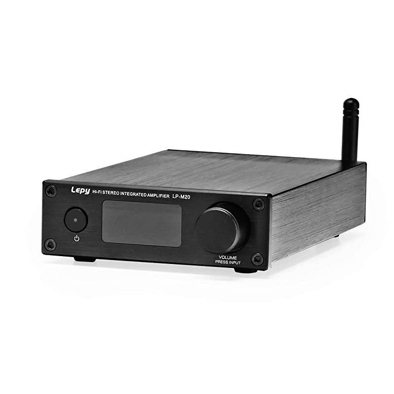 M20 Desktop HiFi Bluetooth Stereo Audio Amplifier with Bookshelf Speakers for Home Theater Surround Sound and Premium Music Modern Grey