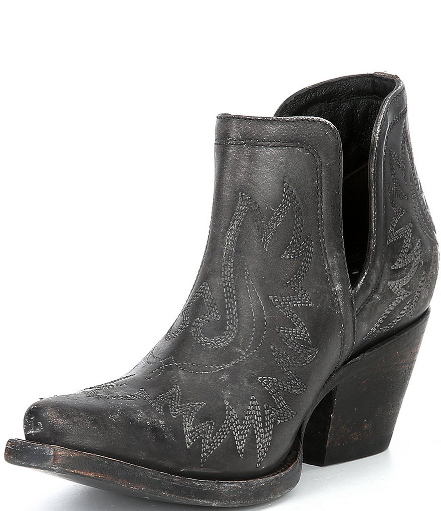 Ariat Dixon Distressed Leather Block Heel Western Boots