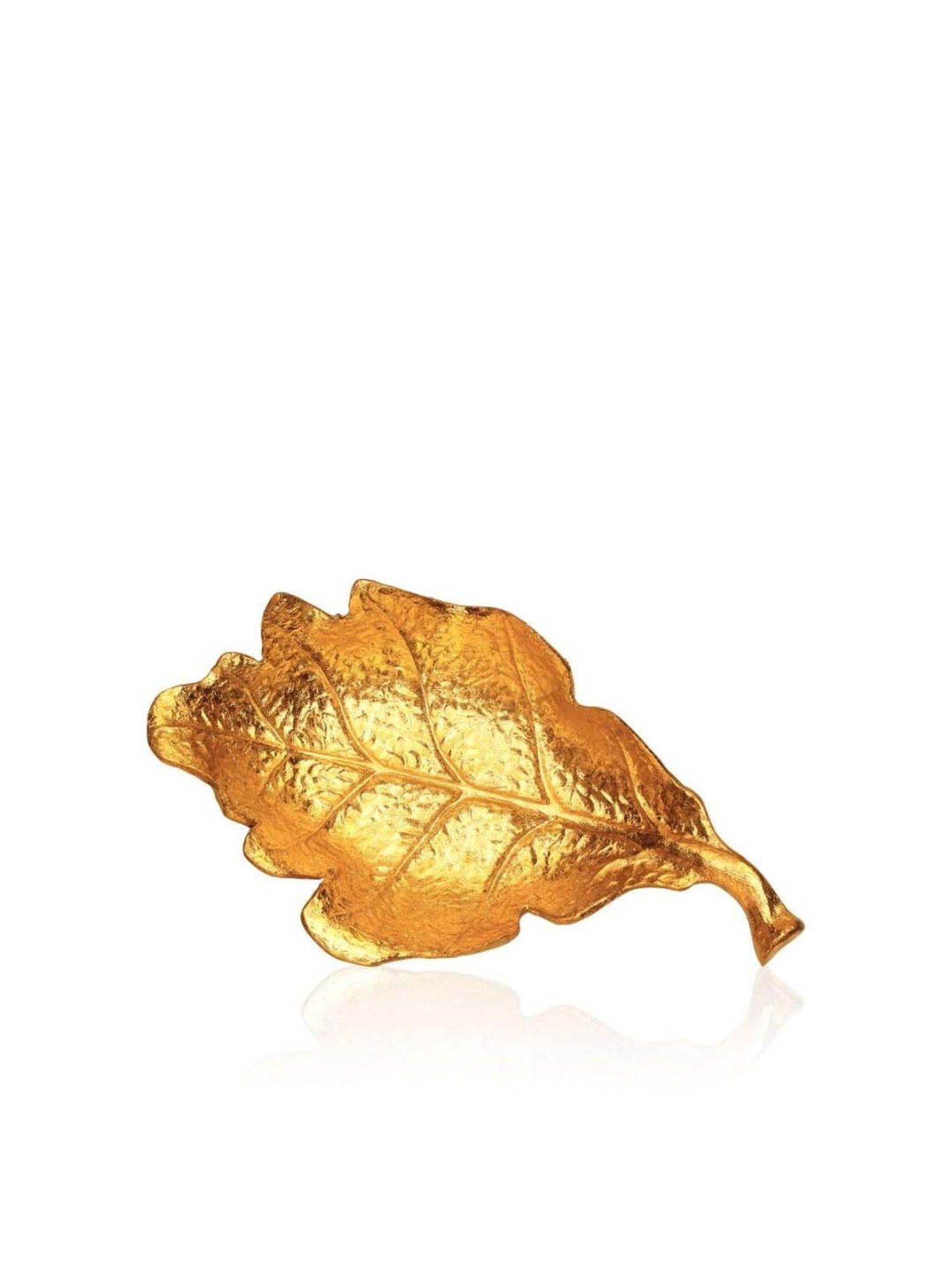 Home4U Golden Polyresin 15 cm Leaf Wall Art - Set of 1