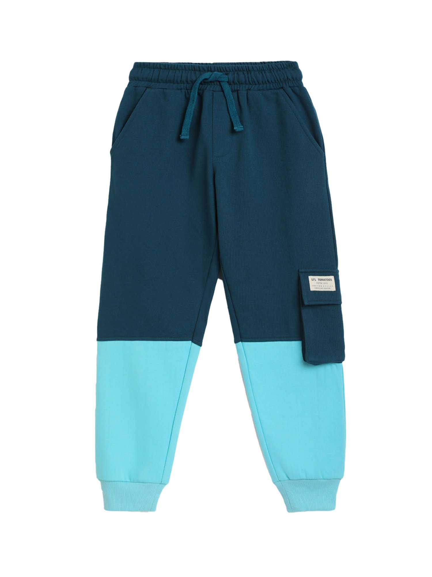 Li'l Tomatoes Boys Teal Solid Joggers