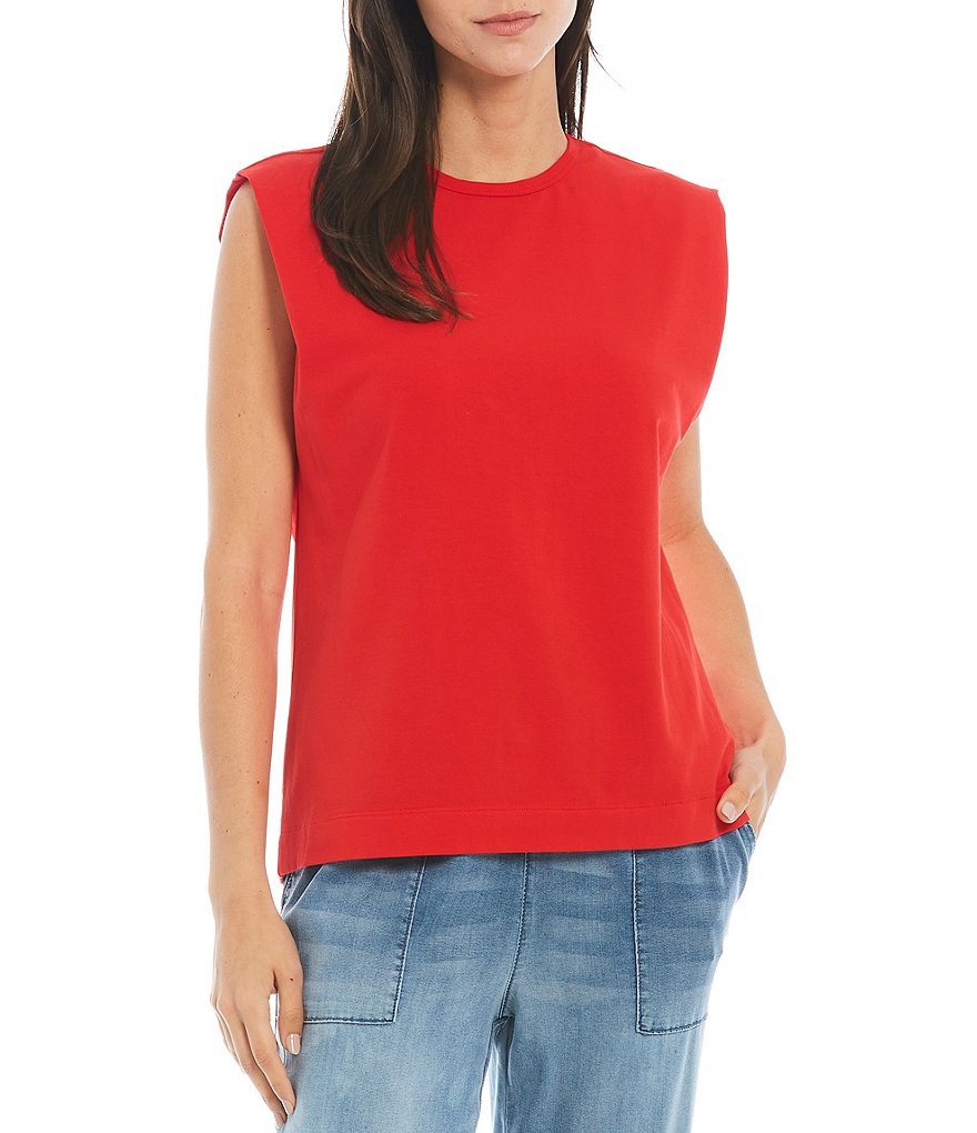 Gibson & Latimer Shoulder Pad Knit Sleeveless Tee