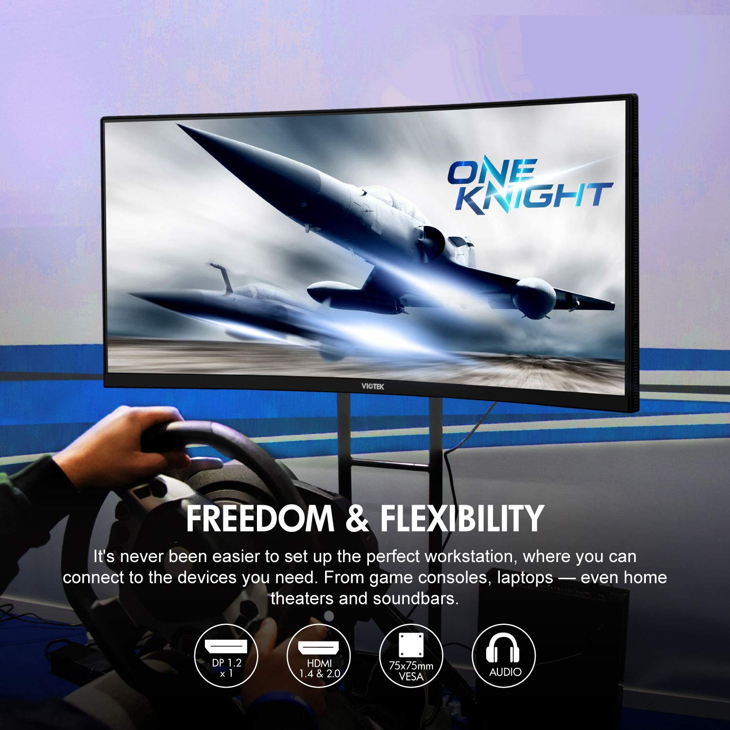 VIOTEK GNV29CB Ultrawide Curved 29" Gaming Monitor 2560 x 1080 p (2K), 120 Hz, UWFHD 21:9 w/ Immersive 1200R VA Panel FreeSync