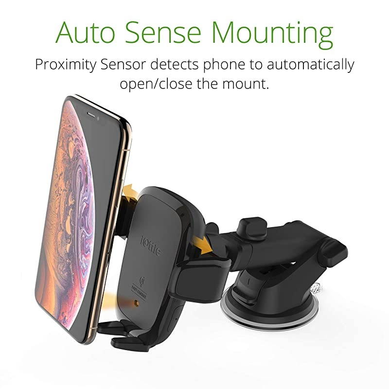Wireless Car Charger Auto Sense Qi Charging Automatic Clamping Dashboard Phone Mount for iPhone Samsung Galaxy Huawei LG Smartphones