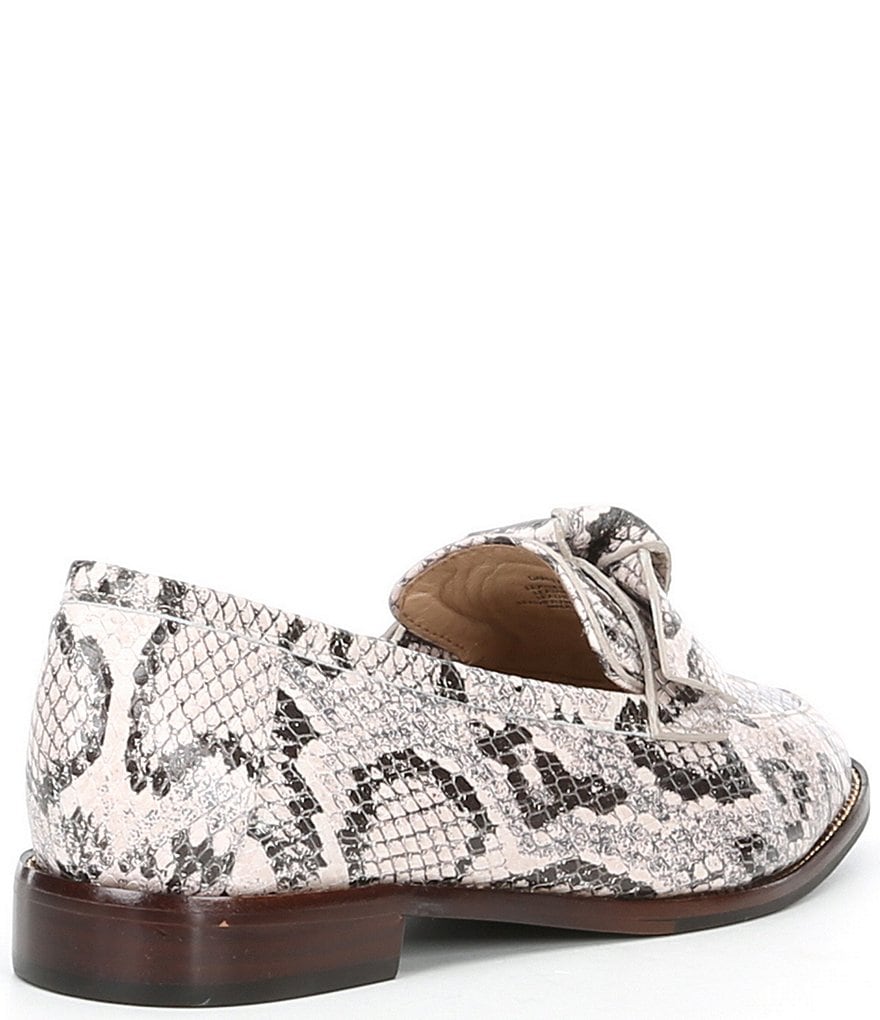 Antonio Melani Darleane Snake Print Leather Knotted Bow Loafers