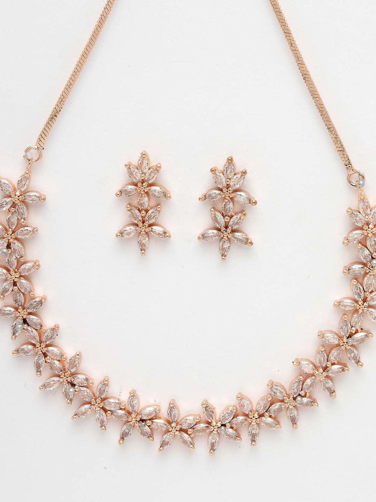 NVR Gold Plated CZ Stone Handcrafted Jewellery Set for Women