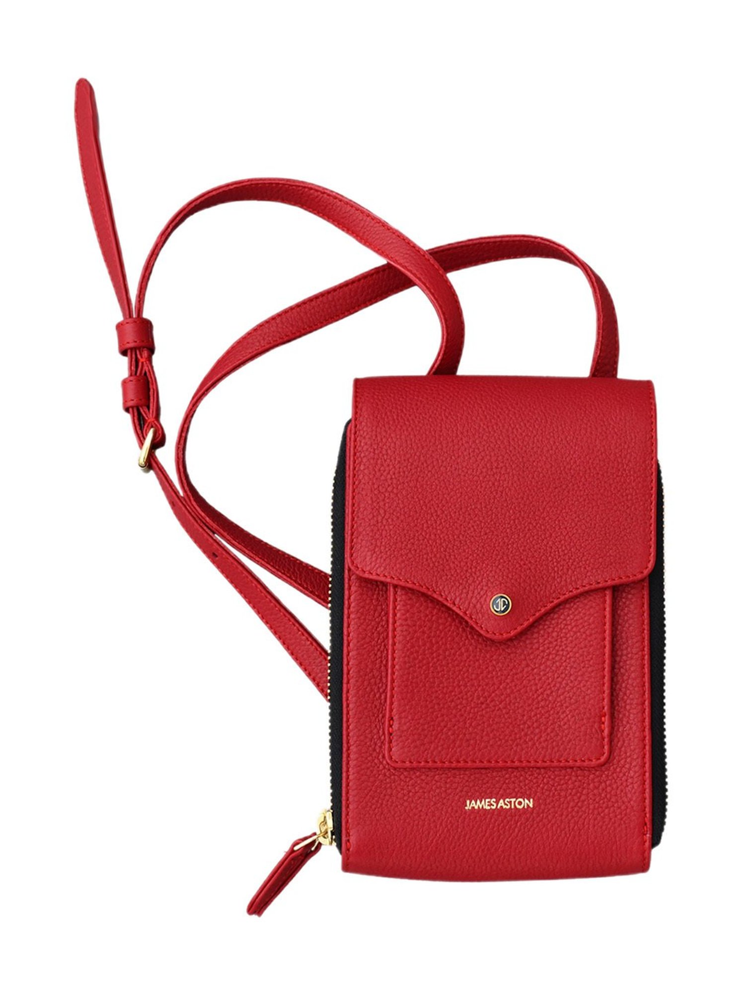 James Aston Aurora Magma Red Maroon Leather Cross Body Bag