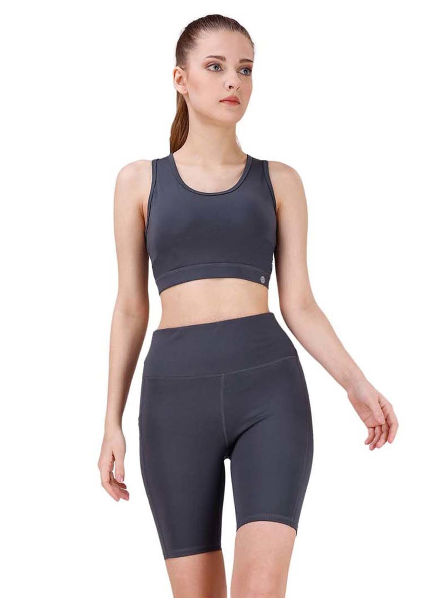 Soie Grey Sports Bra Shorts Set