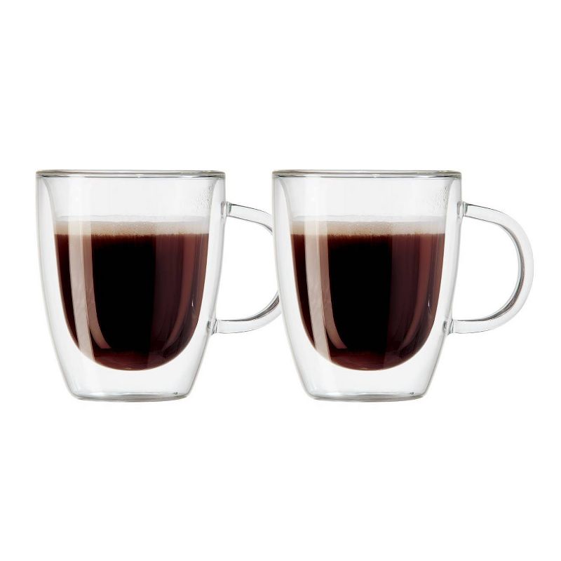 Oggi 12oz 2pk Double Wall Glass Mugs