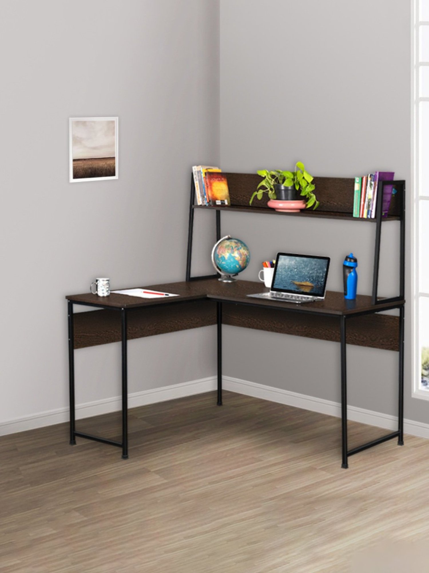 Delite Kom Yoda Flowery Wenge Black Metal Free Standing Study Table