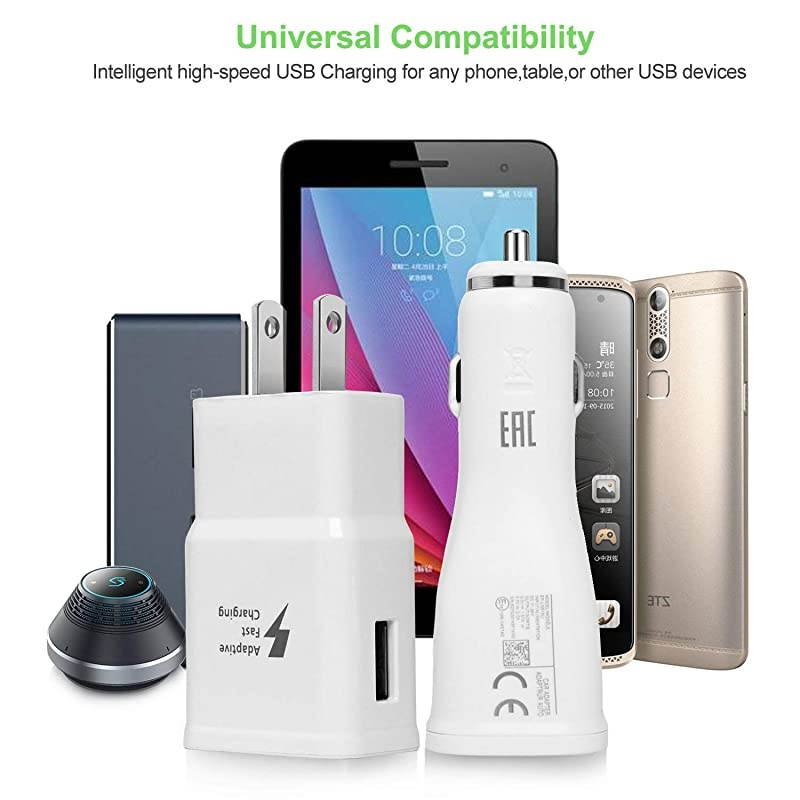 Fast Charge Adaptive Fast Charger Kit for Samsung Galaxy S7/S7 Edge/S6/Note5/4 /S3,USB 2.0 Fast Charging Kit True Digital Adaptive Fast Charging (S7 Fast Charger Set)