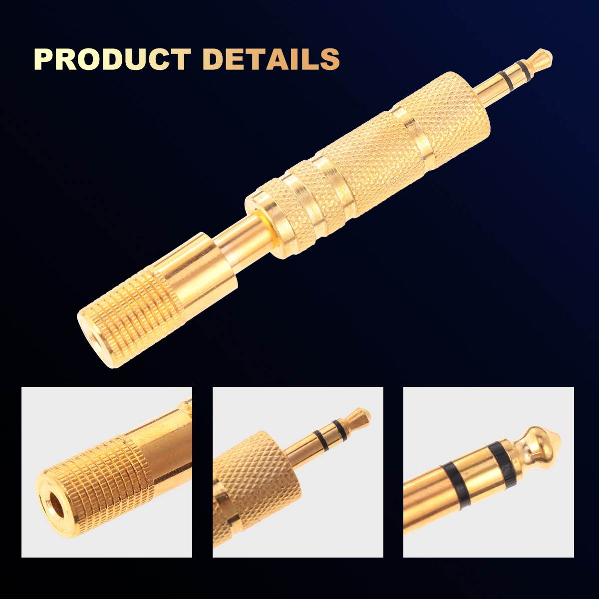 1 Bag 2 Sets 6.5MM Male to 3.5MM Female Jack Plug Audio Headset Plug Adapter Recording Adapter 6.5 3.5 Converter (Golden Silver)