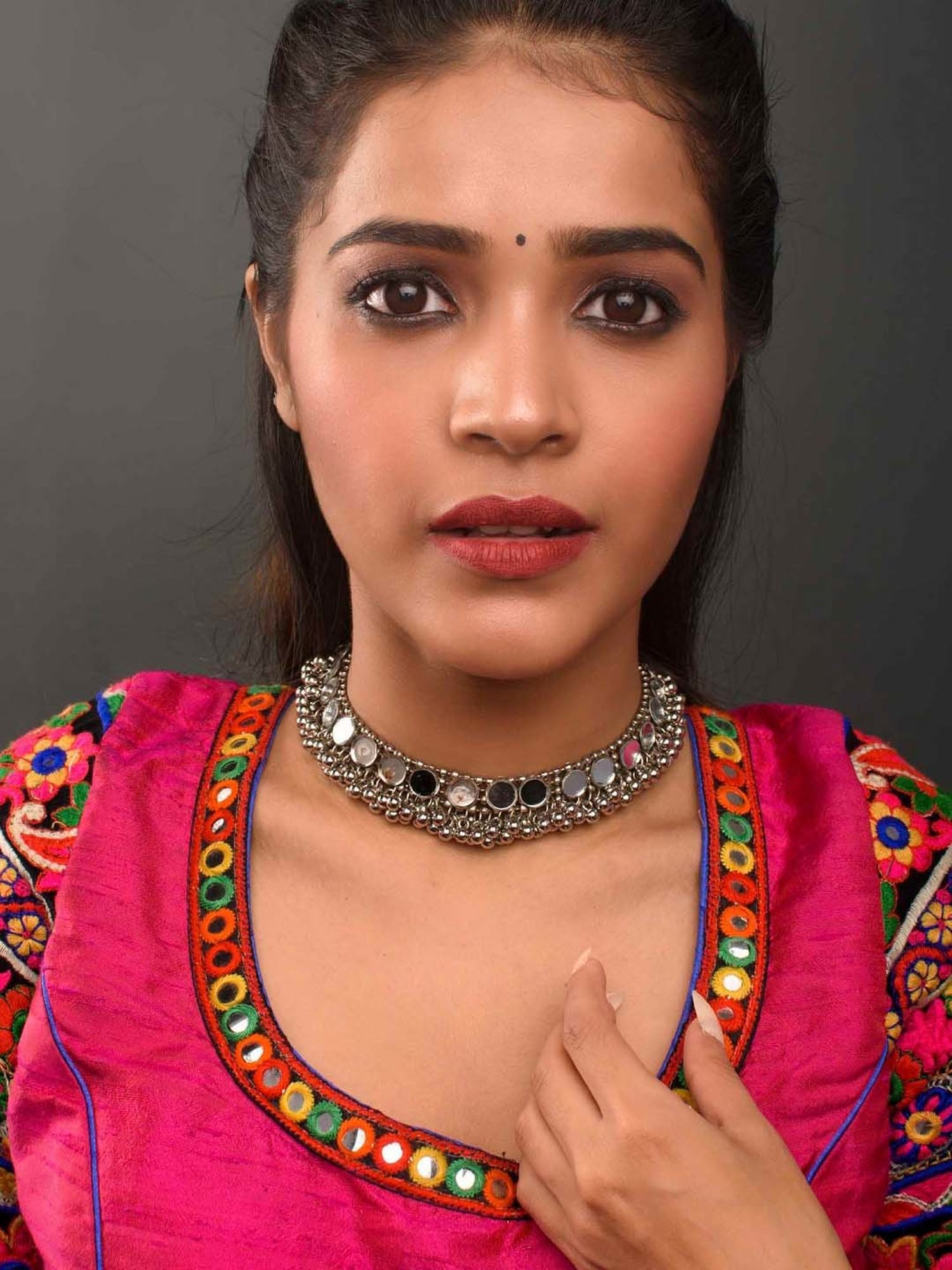 Fida Mirror Work Tribal Silver Necklace