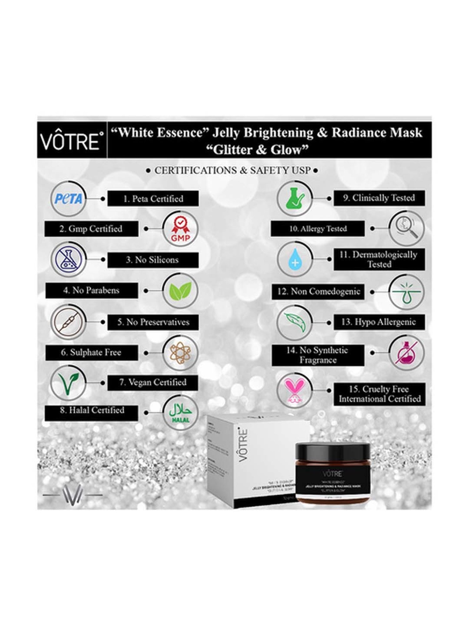 Votre Jelly Brightening & Radiance Mask White Essence Glitter & Glow - 50 gm