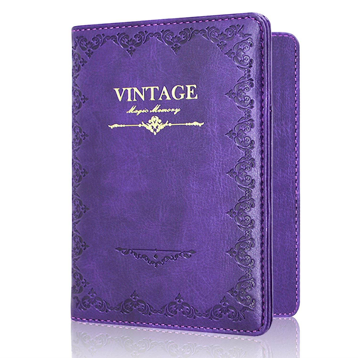 Passport Holder Case, ACdream Protective Premium PU Leather RFID Blocking Wallet Case for Passport, (Vintage-Purple)