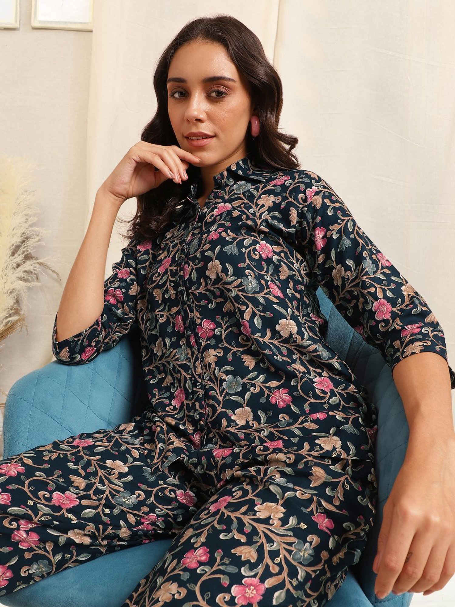 MIRCHI FASHION Navy Printed Shirt Pant Set