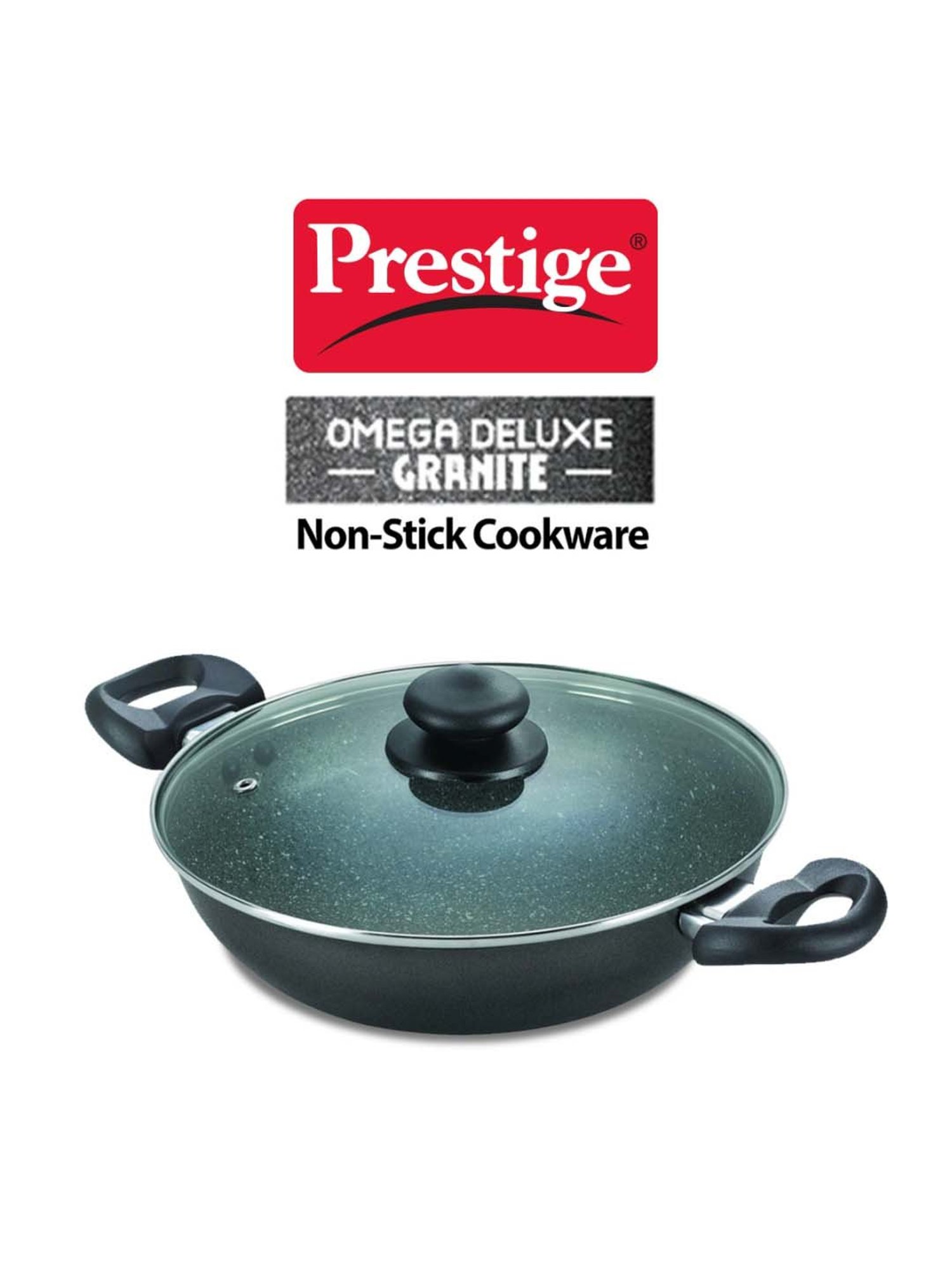 Prestige Omega Black Deluxe Granite 260 mm Kadai with Lid - Set of 1