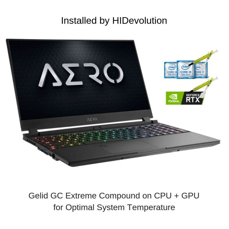 HIDevolution Gigabyte AERO 15 OLED SA-7US5130SH 15.6" UHD AMOLED | 2.6GHz i7-9750H, GTX 1660Ti, 16GB 2666MHz RAM, PCIe 512GB SSD | Authorized Performance Upgrades & Warranty