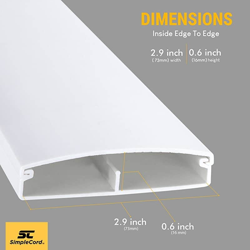 Cord TV Cable Concealer II Cord Cover Raceway Kit 5 Channels Management System to Hide Cables Cords or Wires Organize Cables to Wall Mounted Flat Screen TVs