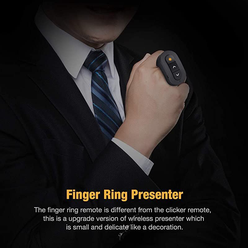 Presentation Clicker Powerpoint Clicker for Powerpoint Presentations  Wireless Presenter for Presentations Rechargeable Finger Ring Presentation Remote with RF 24GHz USB