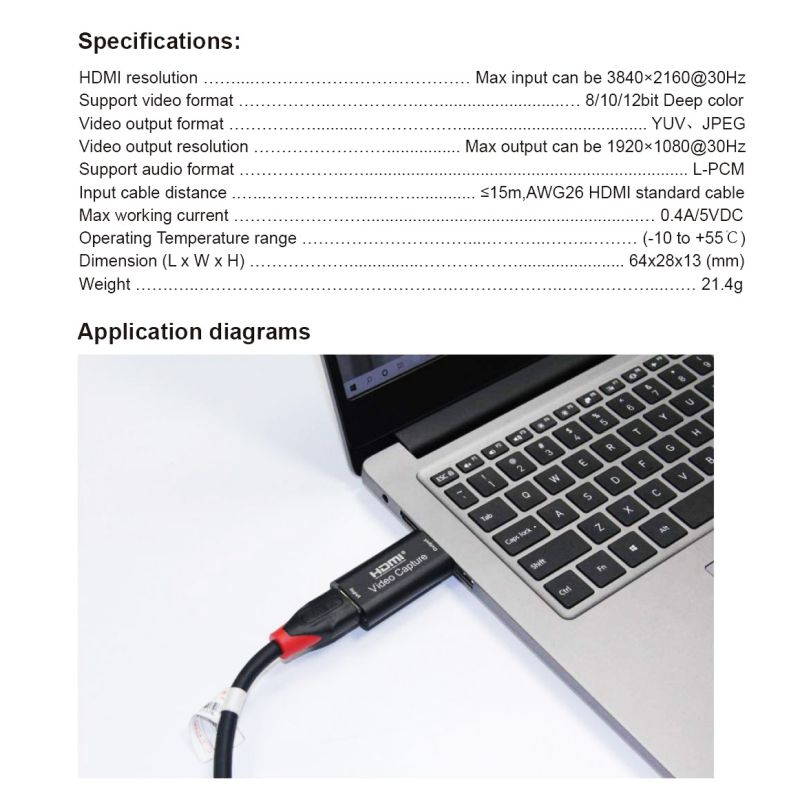 1080p USB2.0 HDMI Capture Card 1 Channel HDMI Video Capture Card Live Recording Box Audio Video Capture Card Portable USB HD Video Capture Card