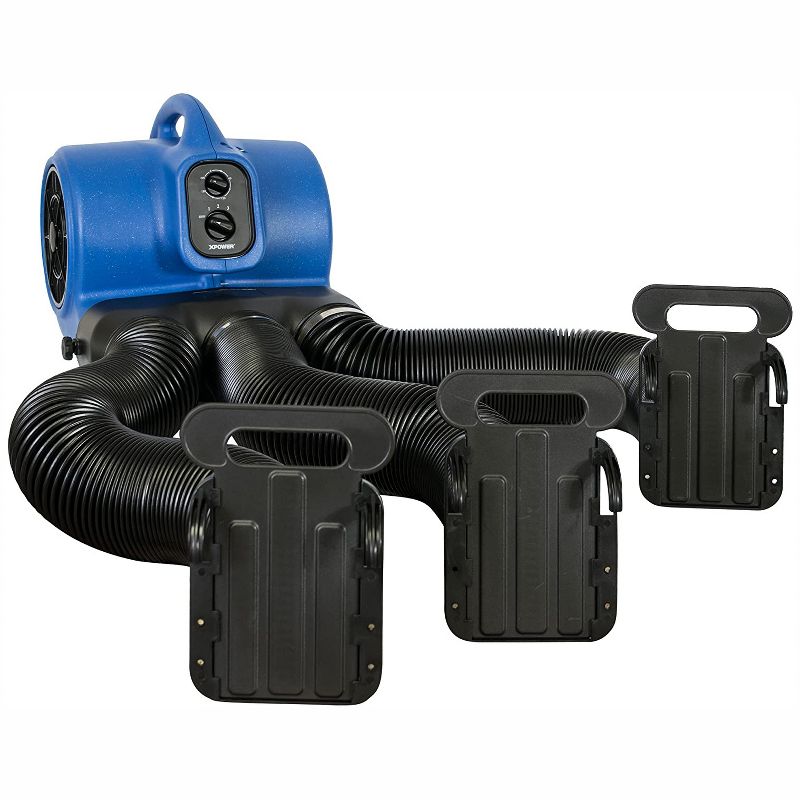 XPOWER X-430TF-MDK Dog Pet Grooming Hands Free No Heat 3 Cage Dryer with Adjustable Timer and Multi Cage Drying Flexible Hose Kit, Blue