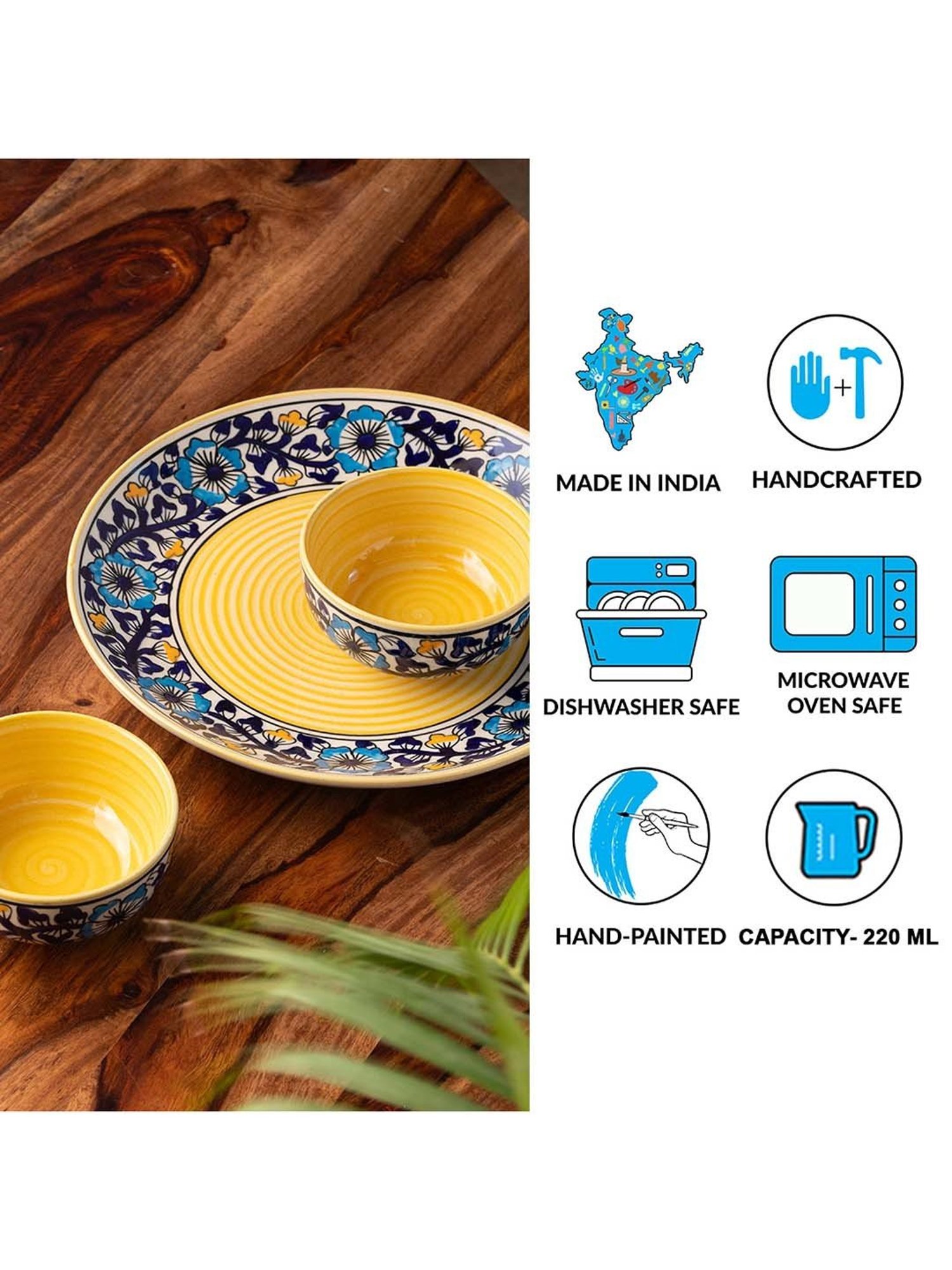 Cello White & Rust Glass Dinner Set