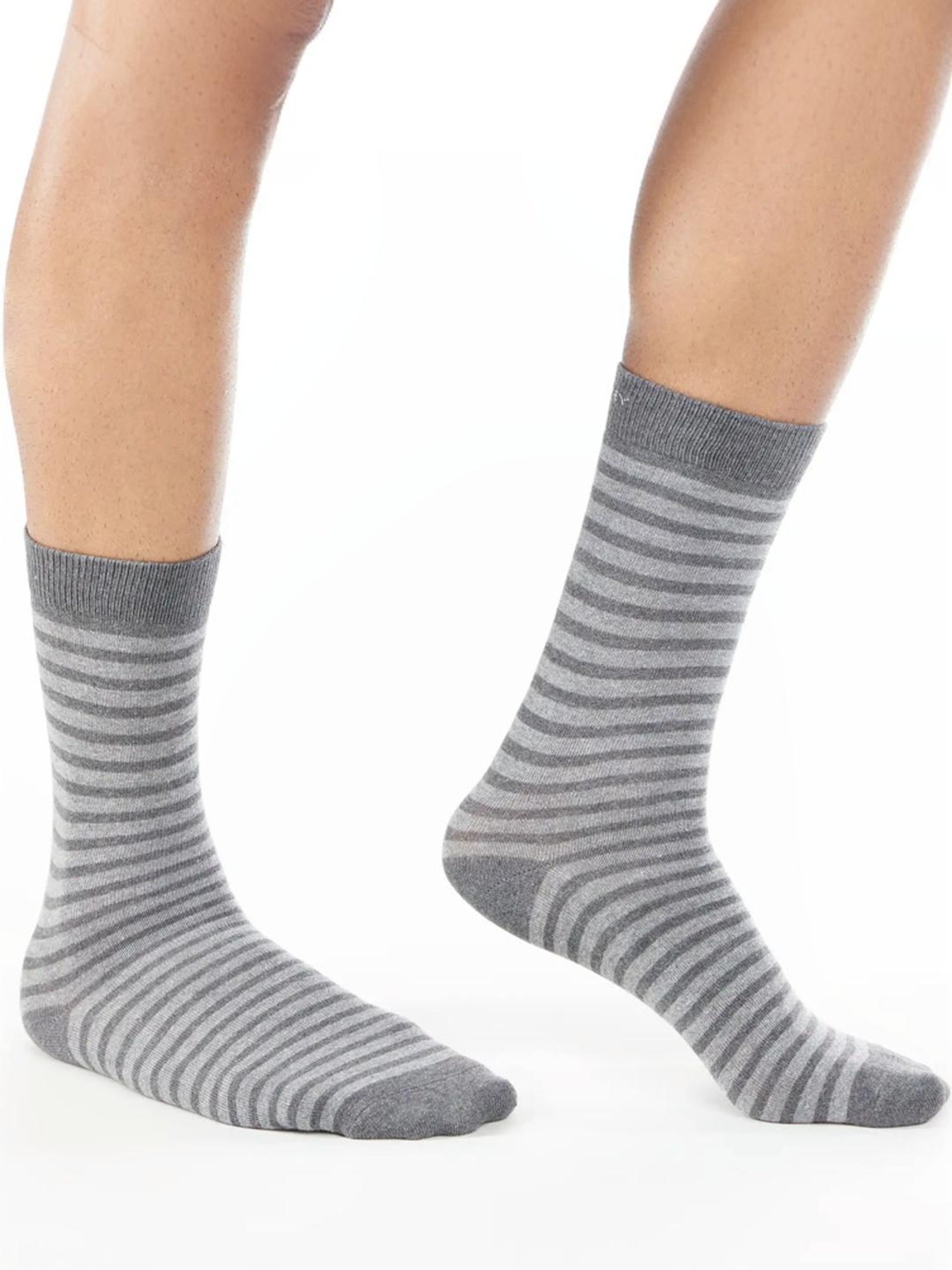 Jockey 7095 Grey Compact Stretch Cotton Crew Length Socks with Stay Fresh Treatment