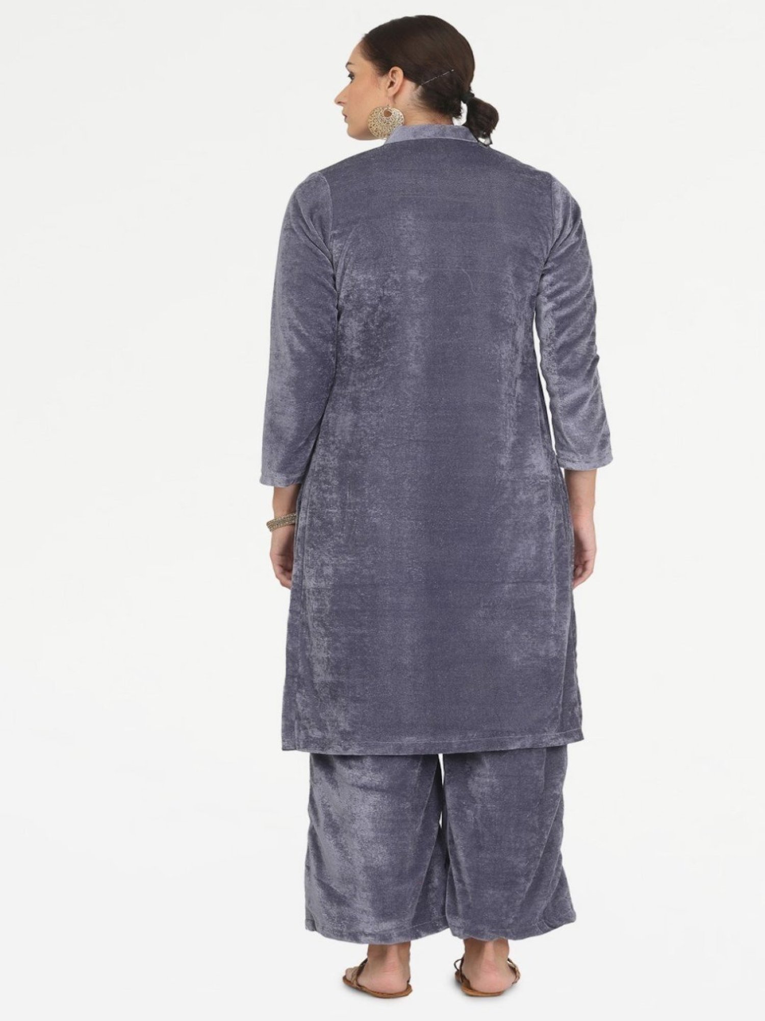 Kaanchie Nanggia Grey Velvet Jacket with Pant