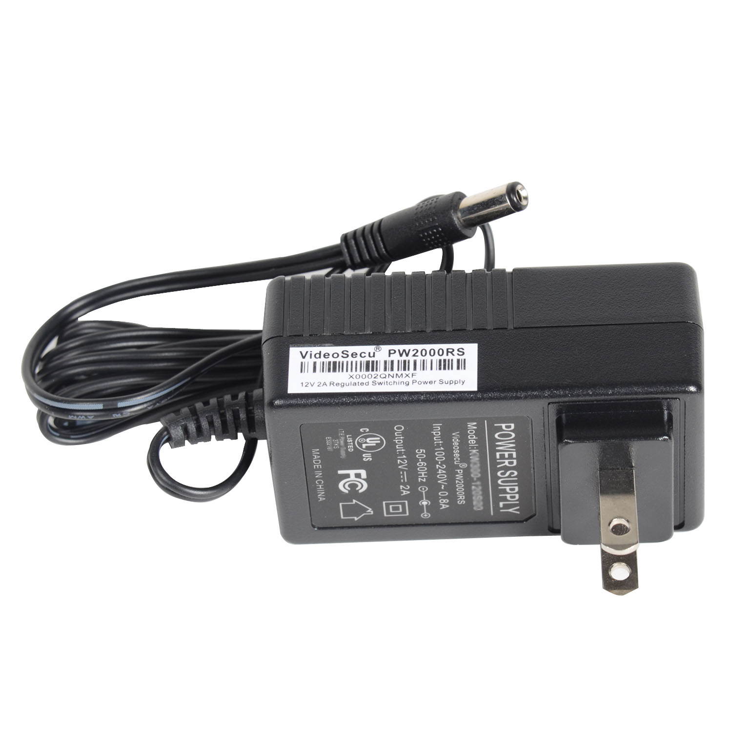 VideoSecu 12V DC 2A Security Camera Power Supply Adapter 2000mA 100-240V AC Regulated 1i1