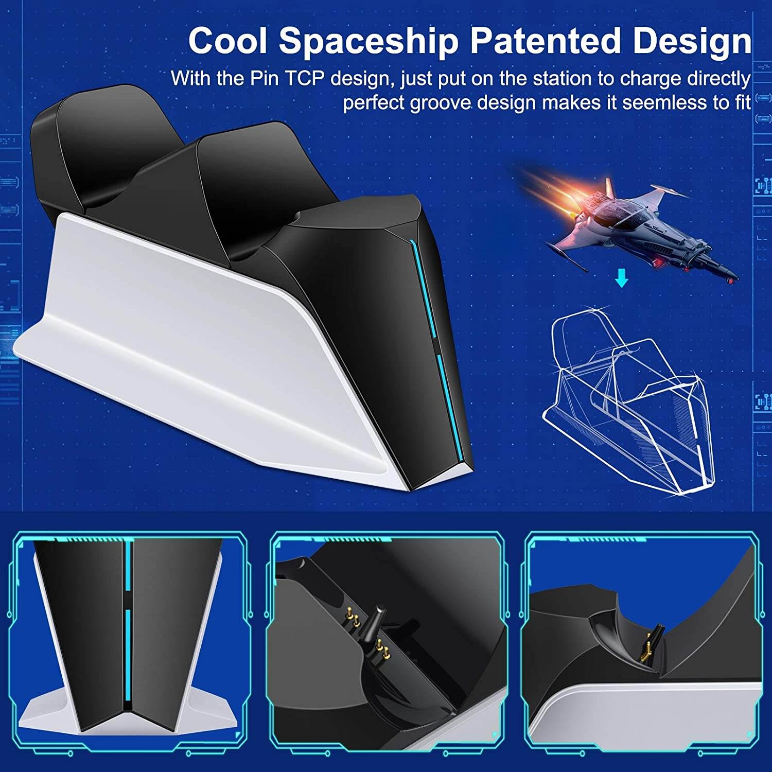 BEBONCOOL Fast PS5 Controller Charger,  PS5 Charging Station, Dualsense PS5 Charging Dock PS5 Charger for Sony w/ Type C Charging Cable