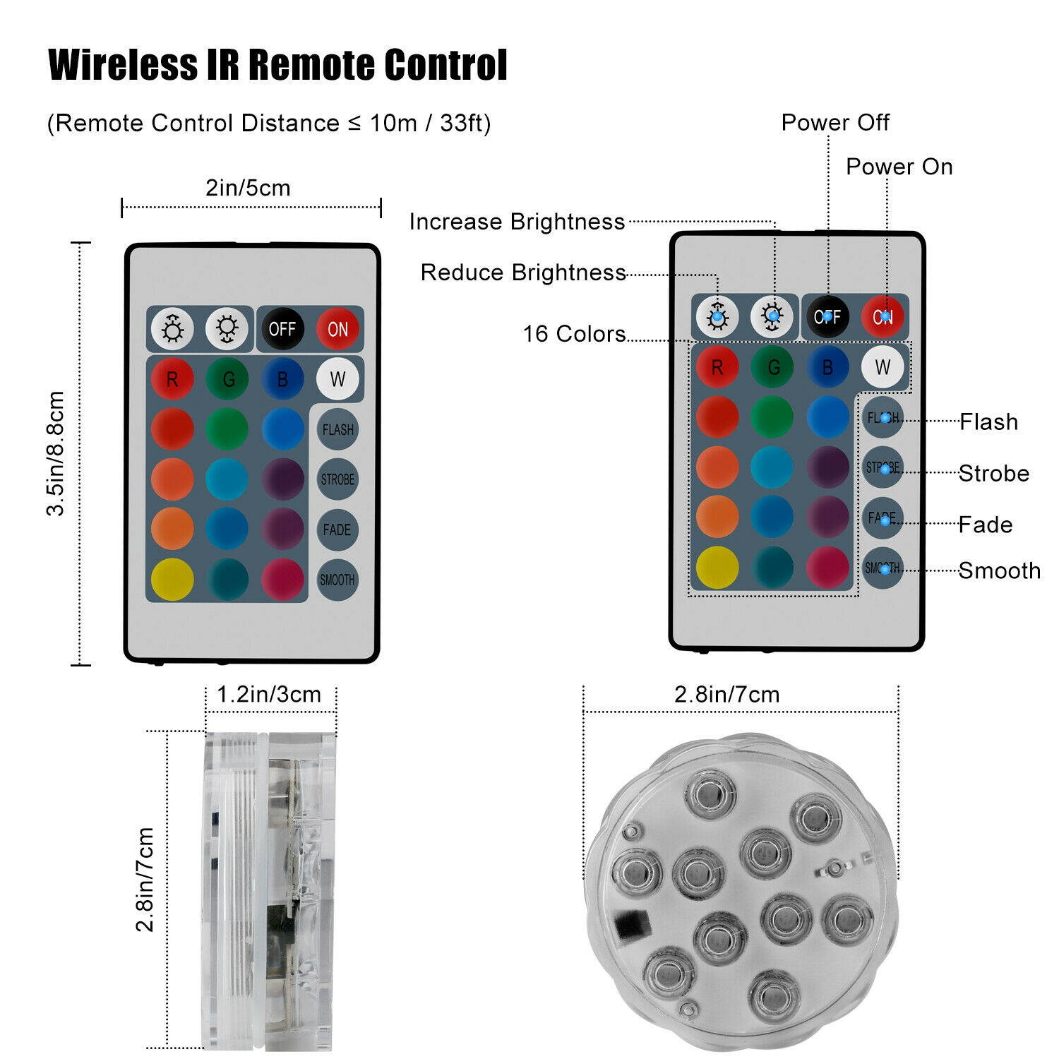 4-Pack Submersible LED Bulb Underwater Light Fountain Swimming Pool Lamp Remote