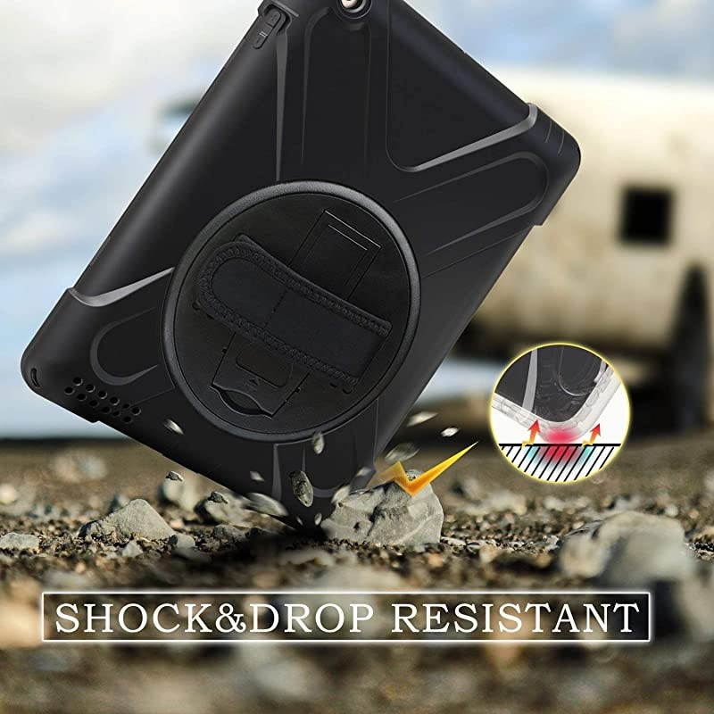 iPad Pro 105 Case 2017 iPad Air 3 Case 2019 Heavy Duty Rugged Protective Hard Case with StandHandle Hand StrapShoulder Strap iPad Air 3rd Generation 105 inch for Kids A1701 A1709 A2152 Blk